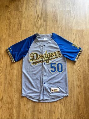 Dodgers Short-Sleeve Button Baseball Jersey - Mookie Betts Black Heritage Month